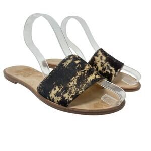 Baske California Sage Slide Sandals Flat Leather Calf Hair Size 38 US 7.5